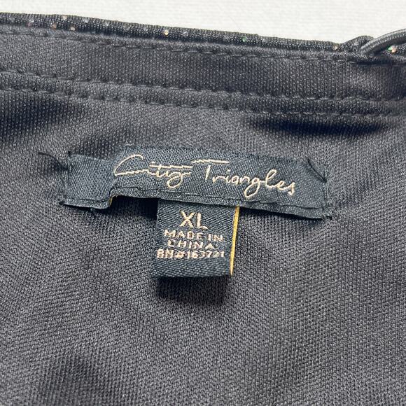 City Triangles One Shoulder Mini Dress Black Multicolor Glitter Womens XL Party - Picture 5 of 11